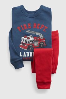 Пижама с длинными рукавами и мотивом пожарной машины Gap, синий