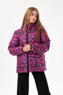 Фиолетовая неоновая куртка для девочек с мягким гербом на бретелях Hype, фиолетовый