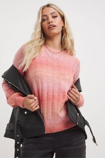Розовый свитер с круглым вырезом и эффектом космического окрашивания Simply Be, розовый