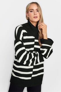 Полосатый свитер с декоративным вырезом Long Tall Sally, черный