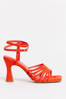 Оранжевые босоножки на шнуровке на очень широкую ногу Simply Be, оранжевый
