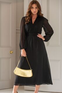 Шифоновое платье-рубашка мидакси с длинными рукавами Willow Pour Moi, черный