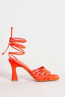Оранжевые босоножки на высоком каблуке с завязками на щиколотке для широкой стопы Simply Be, оранжевый