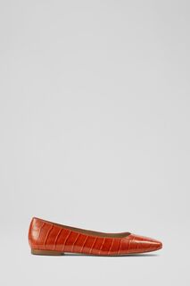 Phyllis Оранжевые кожаные туфли на плоской подошве с узором под кожу крокодила LK Bennett, оранжевый
