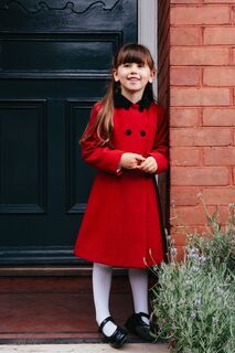 Красное шерстяное пальто с фестончатым краем Trotters London, красный