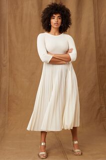 Плиссированное платье макси из джерси Mint Velvet, белый