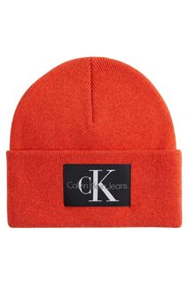 Оранжевая шапка с нашивкой-монологом Calvin Klein, оранжевый