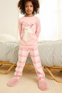 Клетчатая пижама с надписью Next, розовый