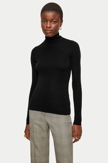 Tate Черный хлопковый шелковый свитер-поло Jigsaw, черный