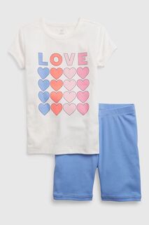 Пижама Love с шортами и принтом в виде сердечек Gap, белый