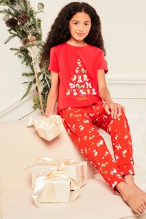 Пижамы с короткими рукавами и шорты с рождественским мотивом Lipsy, красный