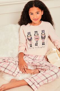 Пижамы из клетчатого трикотажа с рождественским мотивом Lipsy, розовый