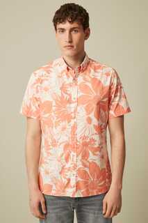 Рубашка с короткими рукавами и гавайским принтом Next, оранжевый