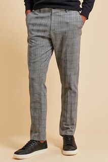 Роскошные хлопковые брюки с клетчатым узором и кулиской Threadbare, серый
