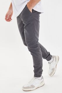Повседневные эластичные брюки узкого кроя с манжетами Threadbare, серый