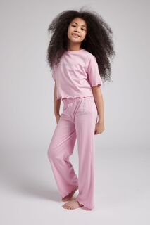 Фиолетовый комплект для девочки из укороченного топа и спортивных штанов Juicy Couture, фиолетовый