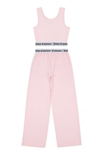 Розовый эластичный укороченный жилет и пижамный комплект с широкими штанинами Juicy Couture, розовый