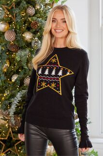 Рождественский свитер Threadbare, черный