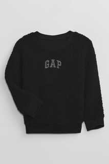 Толстовка с круглым вырезом и длинными рукавами из шерпы с логотипом Gap, черный