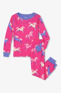 Розовая пижама Dreamland из натурального хлопка с лошадиными принтами Hatley, розовый