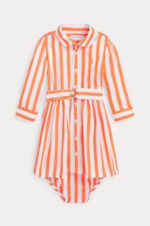 Детское платье-рубашка в оранжевую полоску Polo Ralph Lauren, оранжевый