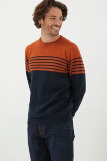Полосатый свитшот Braunton с круглым вырезом Fat Face, оранжевый