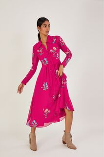 Розовое платье-рубашка Mara с экологически чистой вышивкой Monsoon, розовый