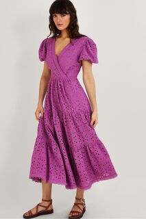 Пурпурное платье Fabiola с английской вышивкой Monsoon, фиолетовый