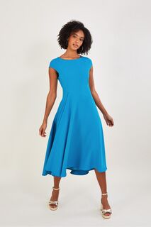Синее структурированное платье миди от Sarah Monsoon, синий