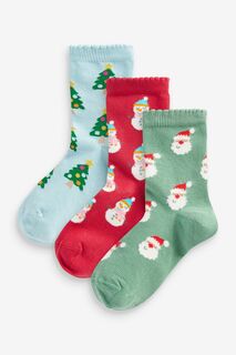 Набор из 3 пар хлопковых носков до щиколотки Character Christmas Next, мультиколор