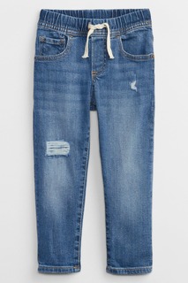 Узкие джинсы с эффектом деструкции без застежек Gap, синий