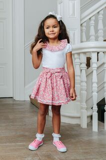 Хлопковая юбка Liberty Phoebe розового цвета с принтом Trotters London, розовый