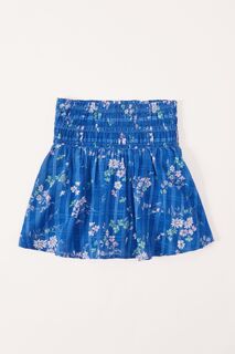 Синяя юбка с цветочной вышивкой Abercrombie &amp; Fitch, синий
