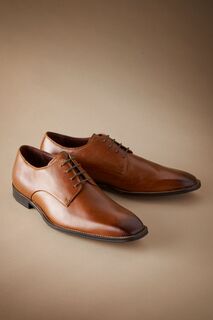 Фирменные туфли дерби с квадратным носком из итальянской кожи Next, коричневый