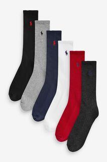 Набор из 6 пар ярких хлопковых носков с логотипом Polo Ralph Lauren, мультиколор