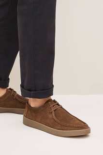 Замшевые туфли на шнуровке с союзкой Next, коричневый
