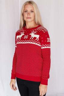 Женский рождественский свитер Fairisle с оленями The Little Tailor, красный