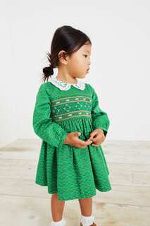 Платье с рюшным воротником и мелким цветочным принтом Next, зеленый