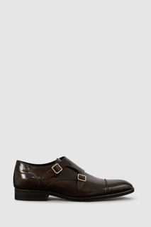 Туфли монки Rivington с кожаными ремешками Reiss, коричневый