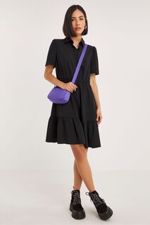 Многоярусное платье-рубашка Simply Be, черный