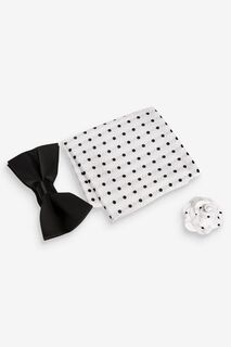 Комплект из нагрудного квадратного галстука-бабочки и запонки Next, черный