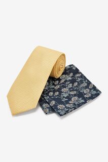 Шелковый галстук и нагрудный платок Next, синий