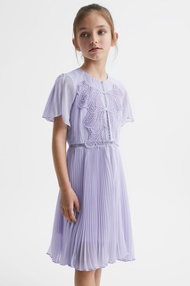 Кружевное платье Coreen с плиссированной вышивкой Reiss, сиреневый