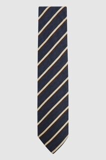 Полосатый галстук из шерсти и хлопка с мотивом динозавра Reiss, синий