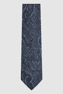 Шелковый галстук Липари из шелка с узором пейсли Reiss, синий