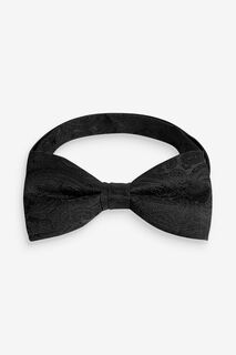 Черный шелковый галстук с узором пейсли MOSS, черный