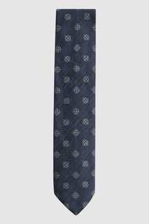Текстурный шелковый галстук Capraia с медальоном Reiss, синий