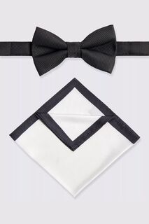 Черный текстурированный комплект из галстука-бабочки и нагрудного платка MOSS, черный