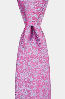 Розово-синий галстук с цветочным мотивом в завитке MOSS, синий