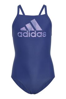 Детский купальник с большим логотипом adidas, синий